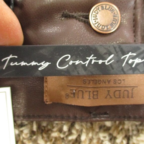 Judy Blue Pants Women's 15/32 Brown Espresso Straight Leg Faux Leather - Picture 10 of 12